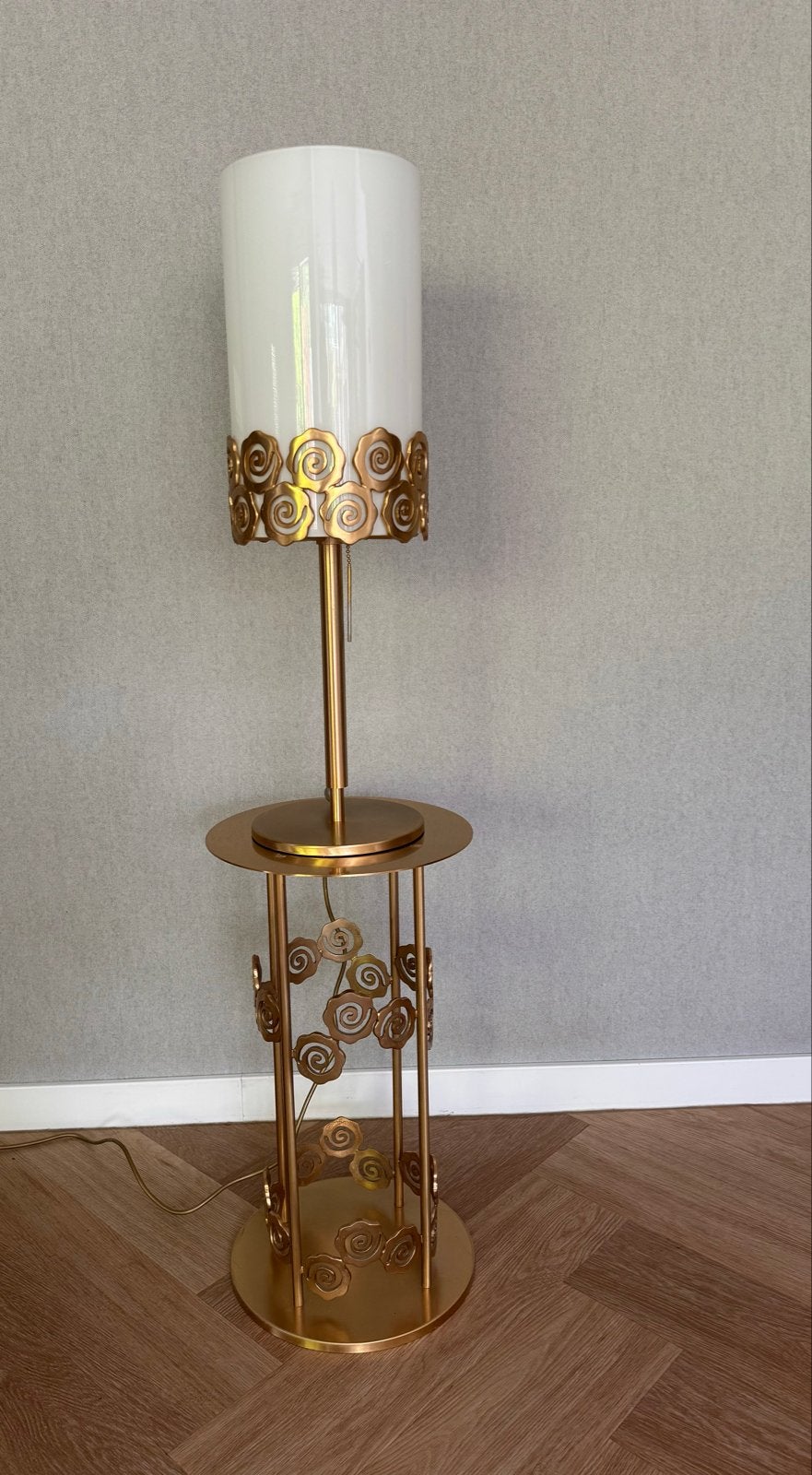 Prearo Rosen lamp met bijzettafeltje, Ophalen, Gebruikt, Glas, 100 tot 150 cm