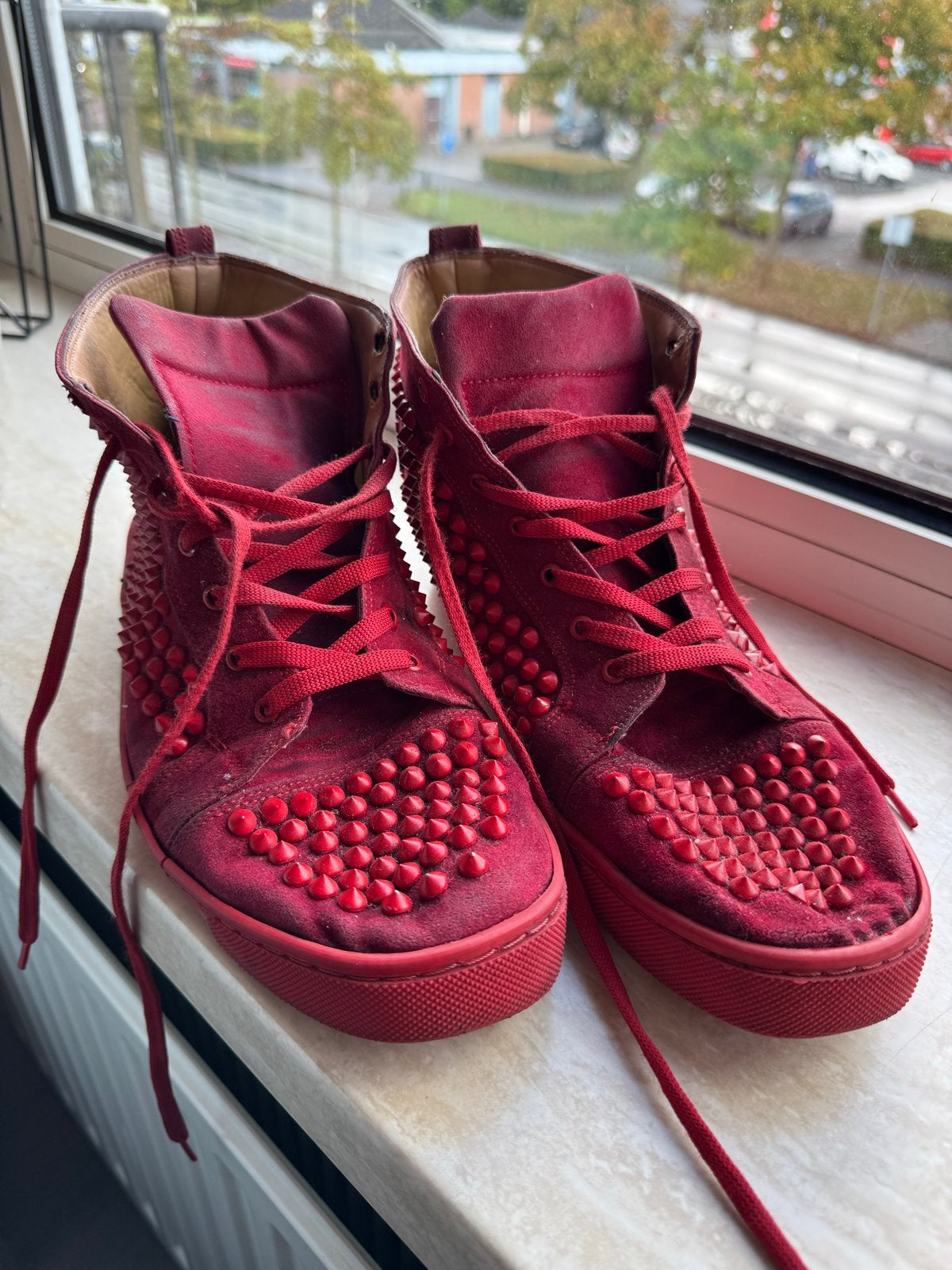 Christian Louboutin Louis Spikes Sneakers Rood Maat 43, Ophalen, Gedragen, Sneakers of Gympen