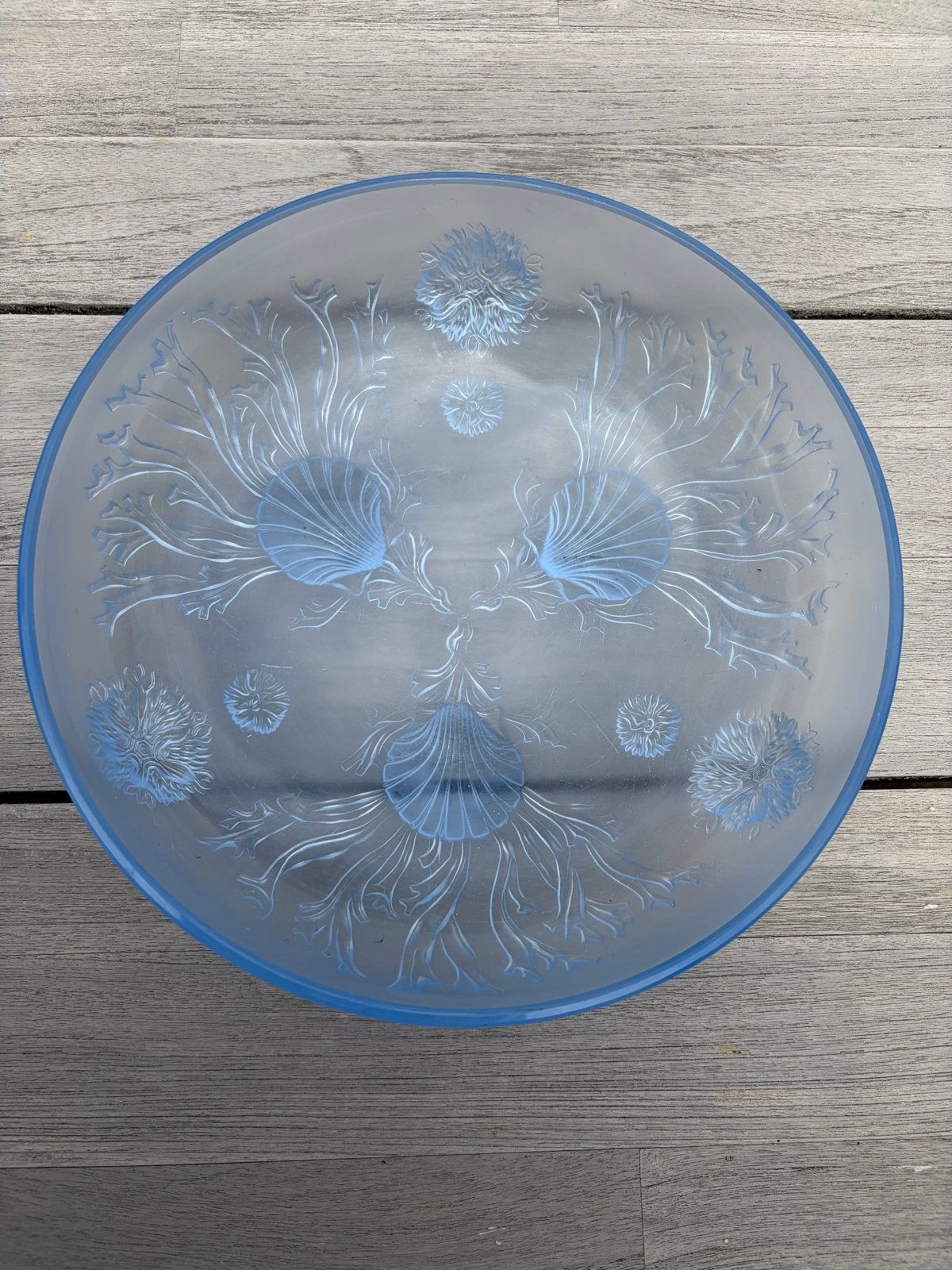 Vintage glazen Art Deco schaal Frankrijk schelpen, Ophalen of Verzenden