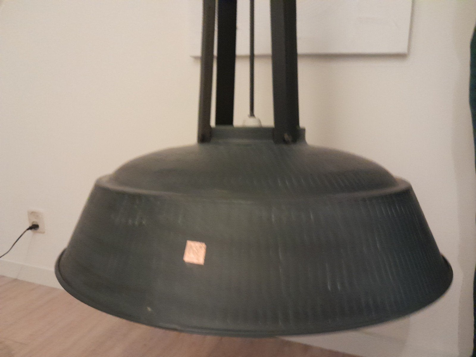 HK Living industriële XL hanglamp 75 cm antraciet zwart, Gebruikt, E27 (groot), Ophalen of Verzenden, Industrieel, Vintage