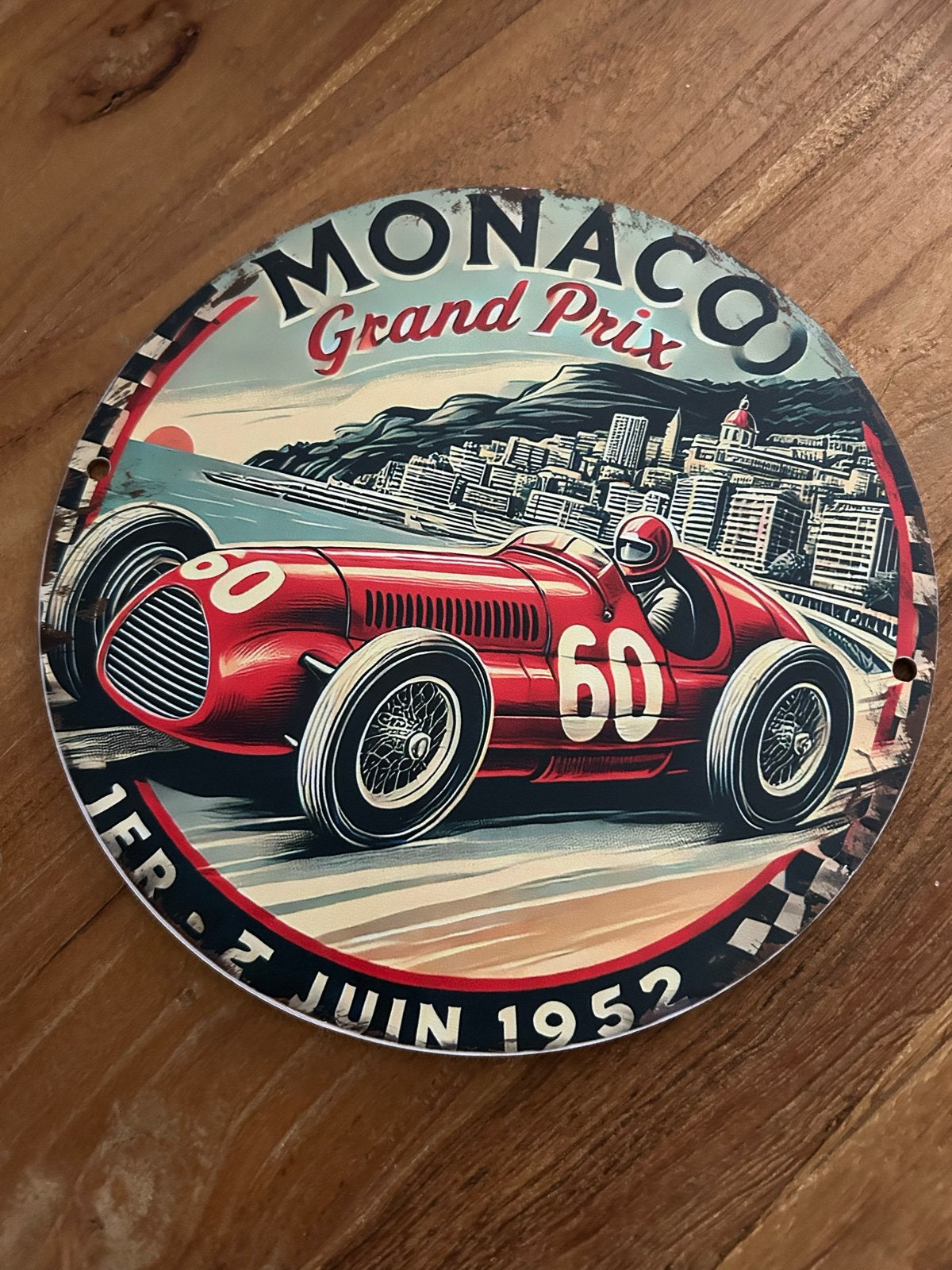 Houten Wandbord Monaco Grand Prix 1952 - 20x20 cm, Verzamelen, Ophalen of Verzenden, Nieuw