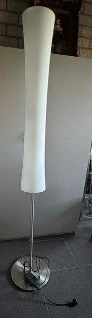 woonkamerlamp rvs voet, Ophalen, E27 (groot), Zo goed als nieuw, Glas