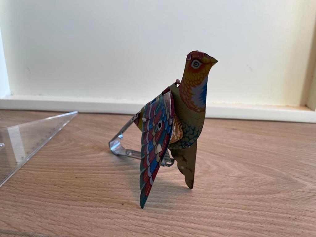 Oud blikken speelgoed vogeltje, Ophalen of Verzenden