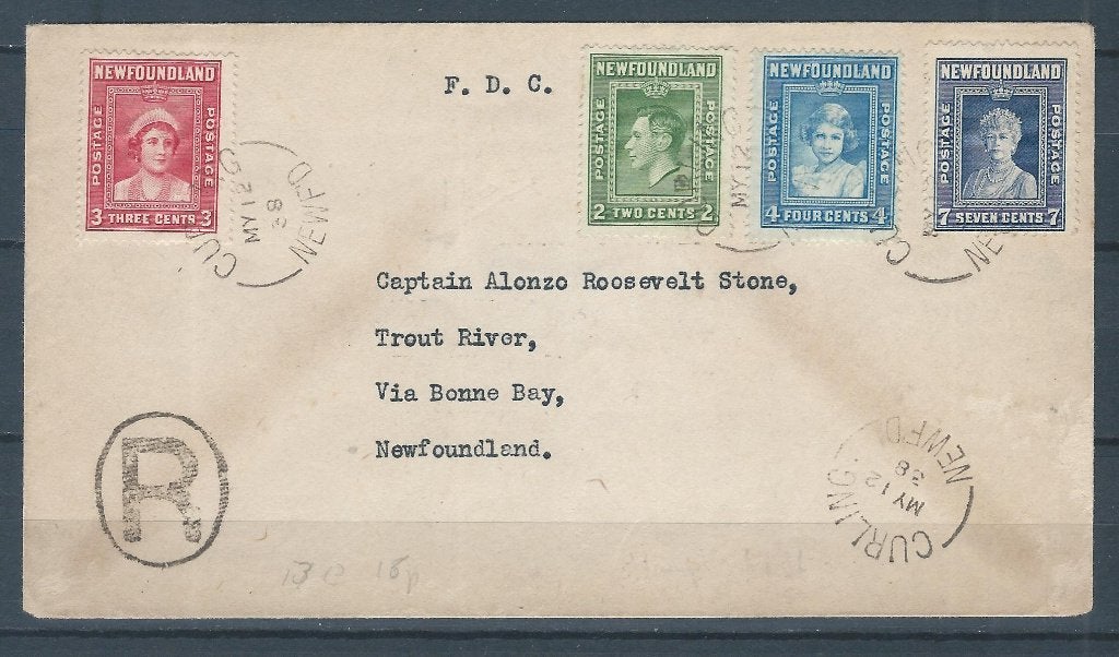 D199 - Newfoundland – FDC met MiNr 232-235 (gestempeld), Postzegels en Munten, Ophalen of Verzenden, Gestempeld, Zuid-Amerika