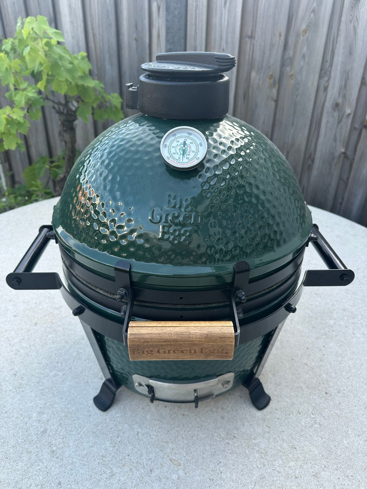 Big Green Egg MiniMax met gietijzeren rooster en pizzasteen, Ophalen, Zo goed als nieuw