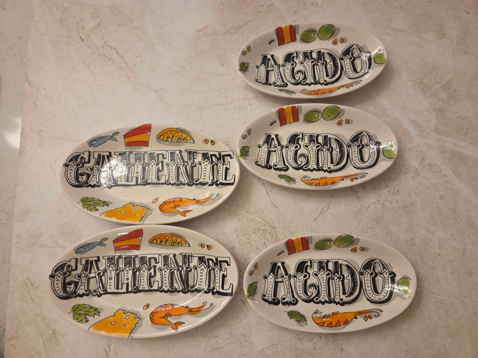 Blond Amsterdam -Tapas schaaltjes met Spaanse thema's, Gebruikt, Keramiek, Ophalen of Verzenden, Schaal of Schalen