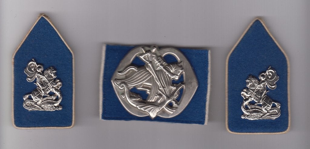 baretembleem en set kraagpatten Huzaren van Sytzama, Ophalen of Verzenden, Landmacht, Nederland, Embleem of Badge