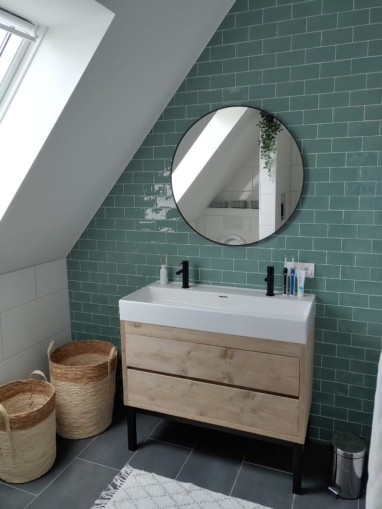 Badkamermeubel steigerhout en staal. Ieder formaat (TIP!), Nieuw, Minder dan 100 cm, Wastafelkast, 25 tot 50 cm