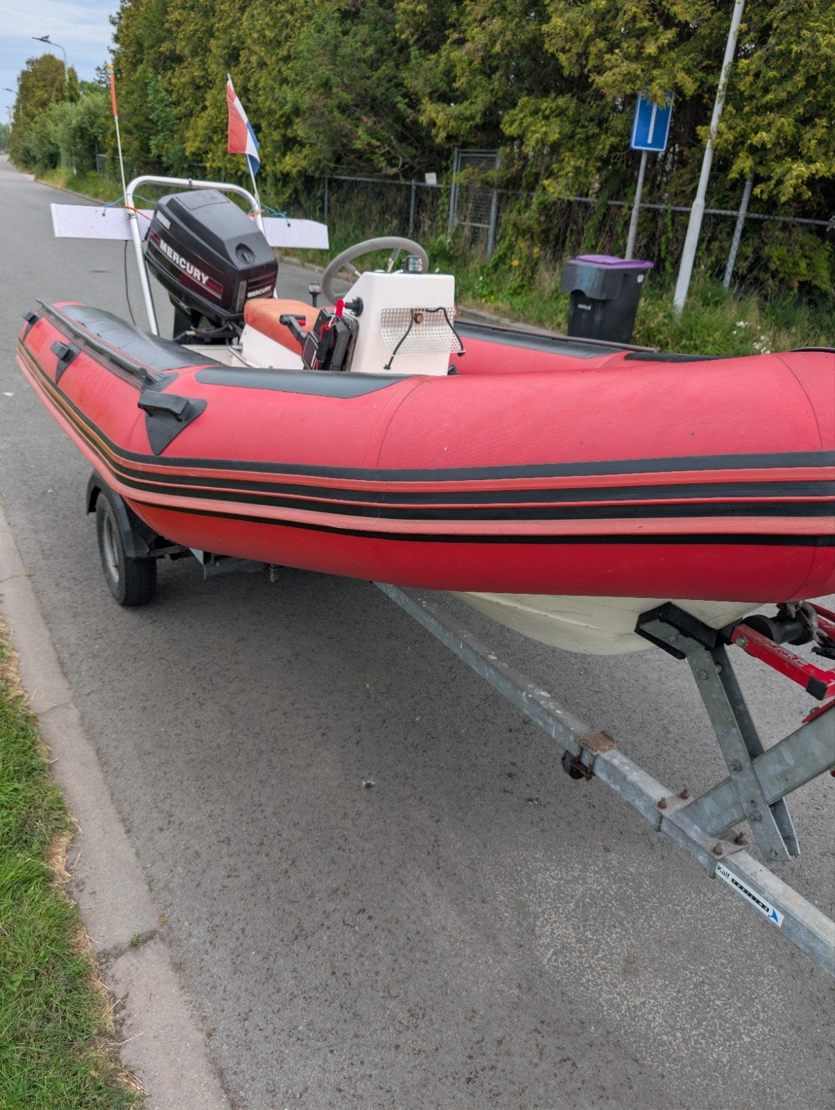 Zeer snelle rib compleet met trailer en 60pk mercury 2takt, Watersport en Boten, Ophalen, Gebruikt, 70 tot 120 pk, Elektrische start