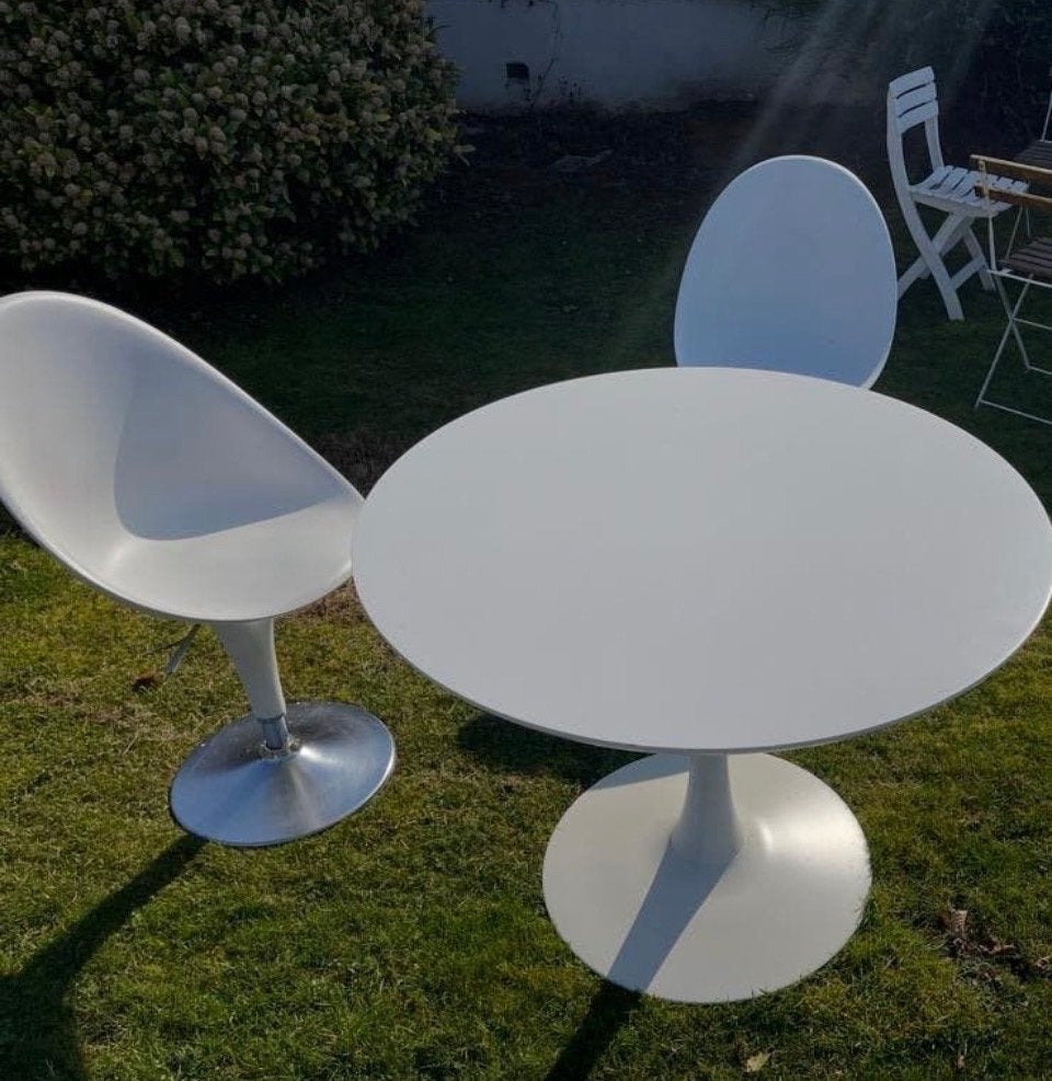 Bombo Magis set: Tafel en 3 stoelen, Huis en Inrichting, Tafels | Eettafels, Ophalen, Kunststof, Gebruikt, Rond