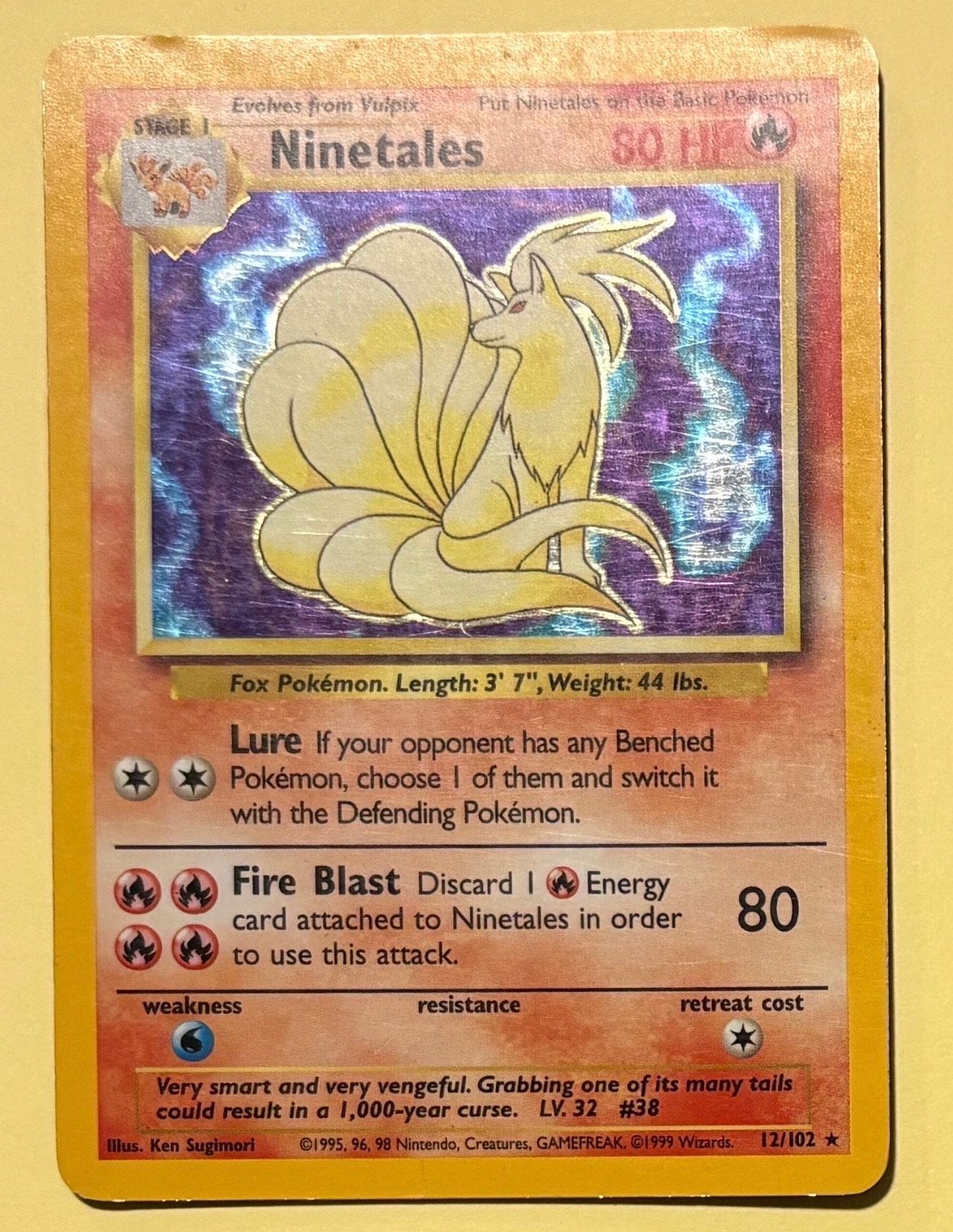 Pokémon Kaart Ninetales 12/102, Ophalen of Verzenden, Gebruikt, Losse kaart, Foil
