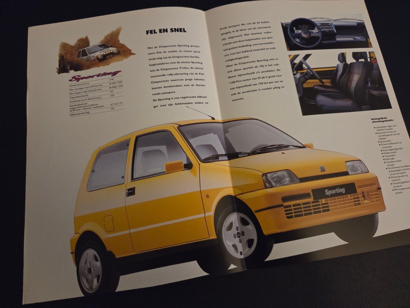 Brochure Fiat Cinquecento Sporting 1995, Verzenden, Zo goed als nieuw, Overige merken