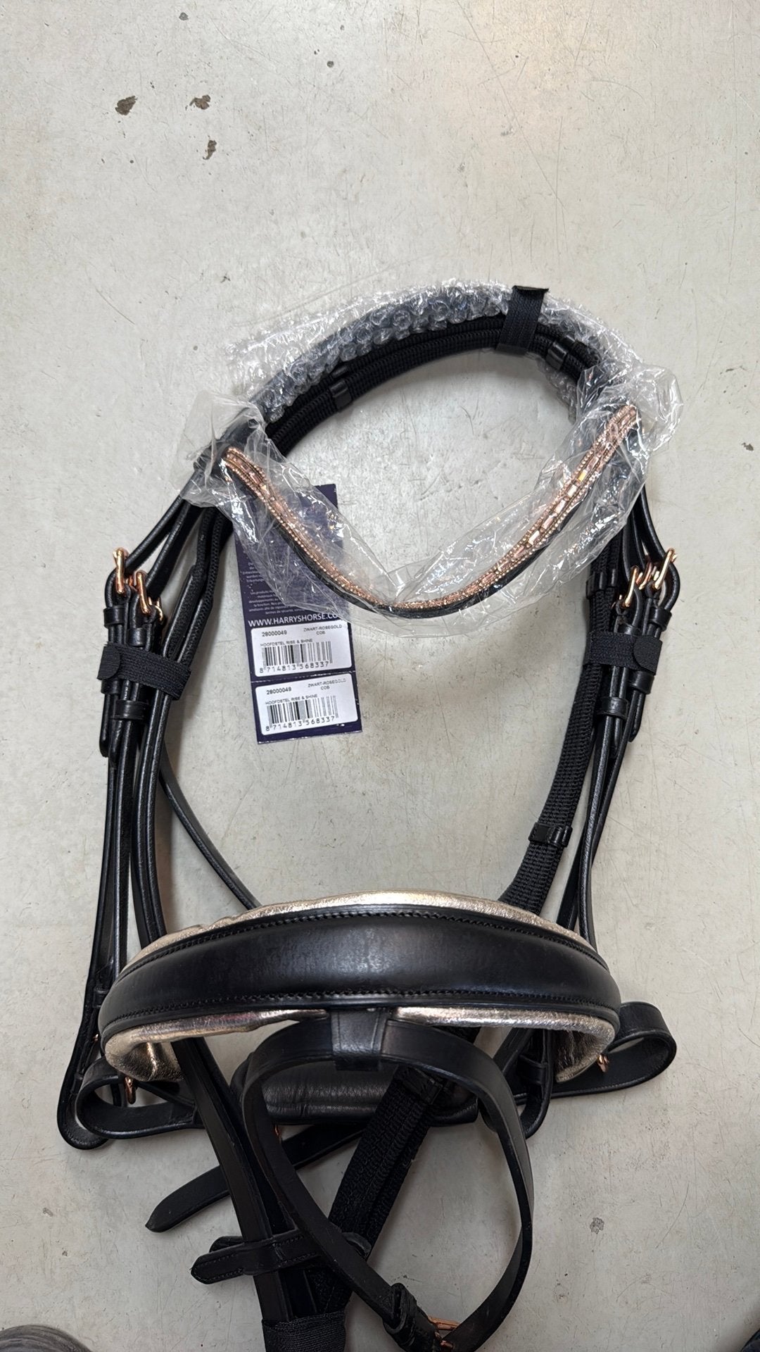 Gloednieuw lederen hoofdstel maat COB met rosé goud, Dieren en Toebehoren, Paarden en Pony's | Hoofdstellen en Tuigage, Ophalen of Verzenden