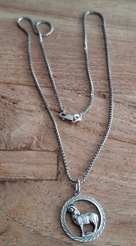 Ketting met sterbeeld bok....alles zilver, Sieraden, Tassen en Uiterlijk, Kettingen, Ophalen of Verzenden, Zilver, Zilver, Met hanger