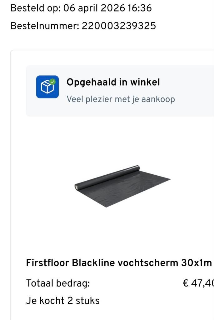 Zwart zeil  firstfloor blackline vochtscherm, Ophalen of Verzenden, 15 m² of meer, Folie