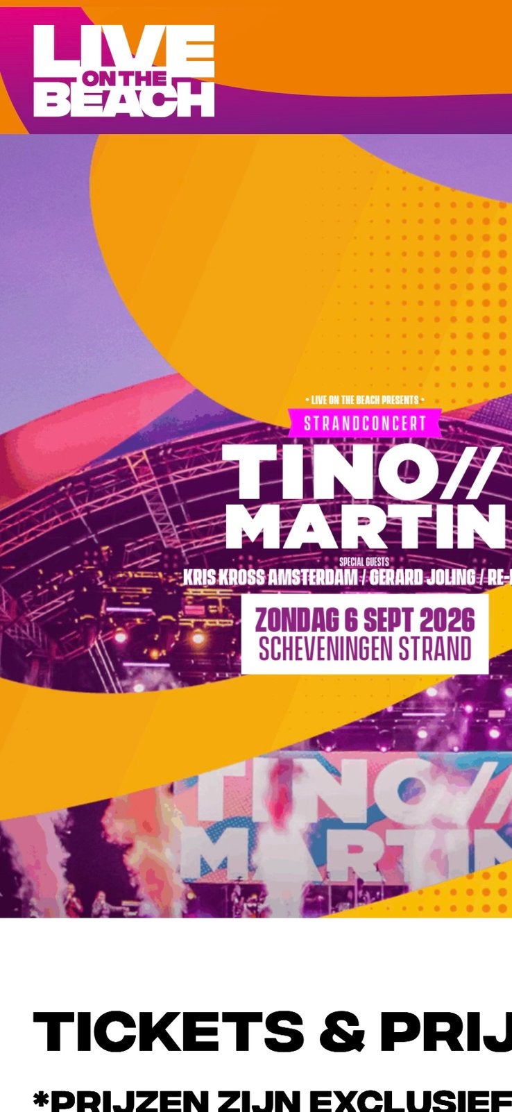 2 e-tickets live on the beach tino martin 6/9, Tickets en Kaartjes, Evenementen en Festivals, Twee personen