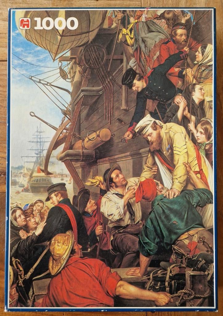 Jumbo puzzel "De Thuiskomst", Hobby en Vrije tijd, Denksport en Puzzels, Ophalen of Verzenden, 500 t/m 1500 stukjes, Zo goed als nieuw