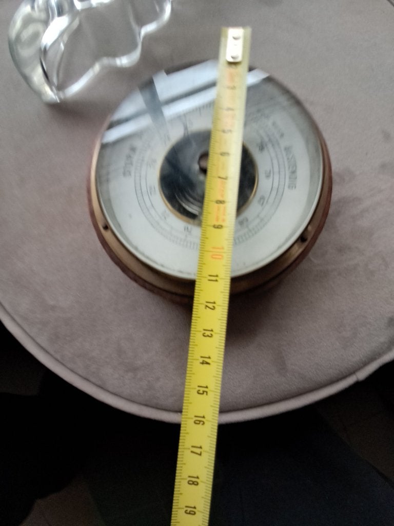 Klassieke ronde inbouwbarometer met messing rand  CS27406, Ophalen of Verzenden, Gebruikt, Barometer