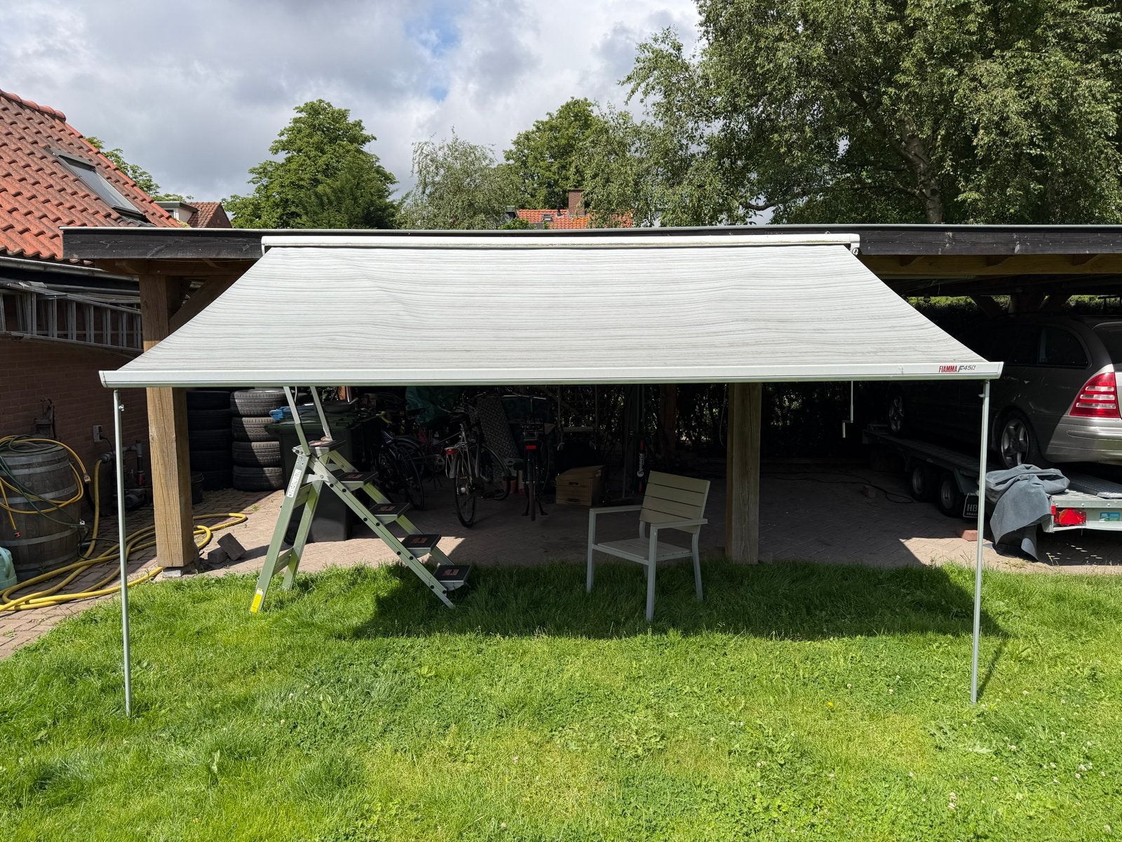 Fiamma F45S Cassetteluifel 3.90x2.40m met slinger, Ophalen, Zo goed als nieuw