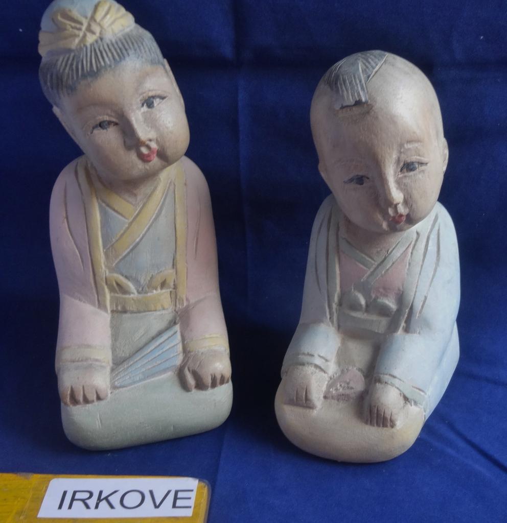 THAIS GEZIN HOUTEN BEELDEN * Vier Stuks *, Antiek en Kunst, Kunst | Beelden en Houtsnijwerken, Groep mensen, Handgemaakt, Minder dan 20 cm