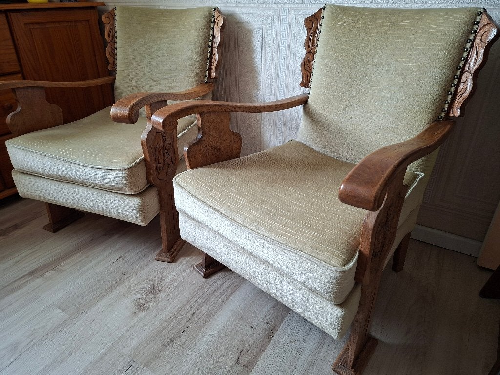 Twee mooie jaren 50 fauteuils In prima staat nette bekleding, Antiek en Kunst, Ophalen