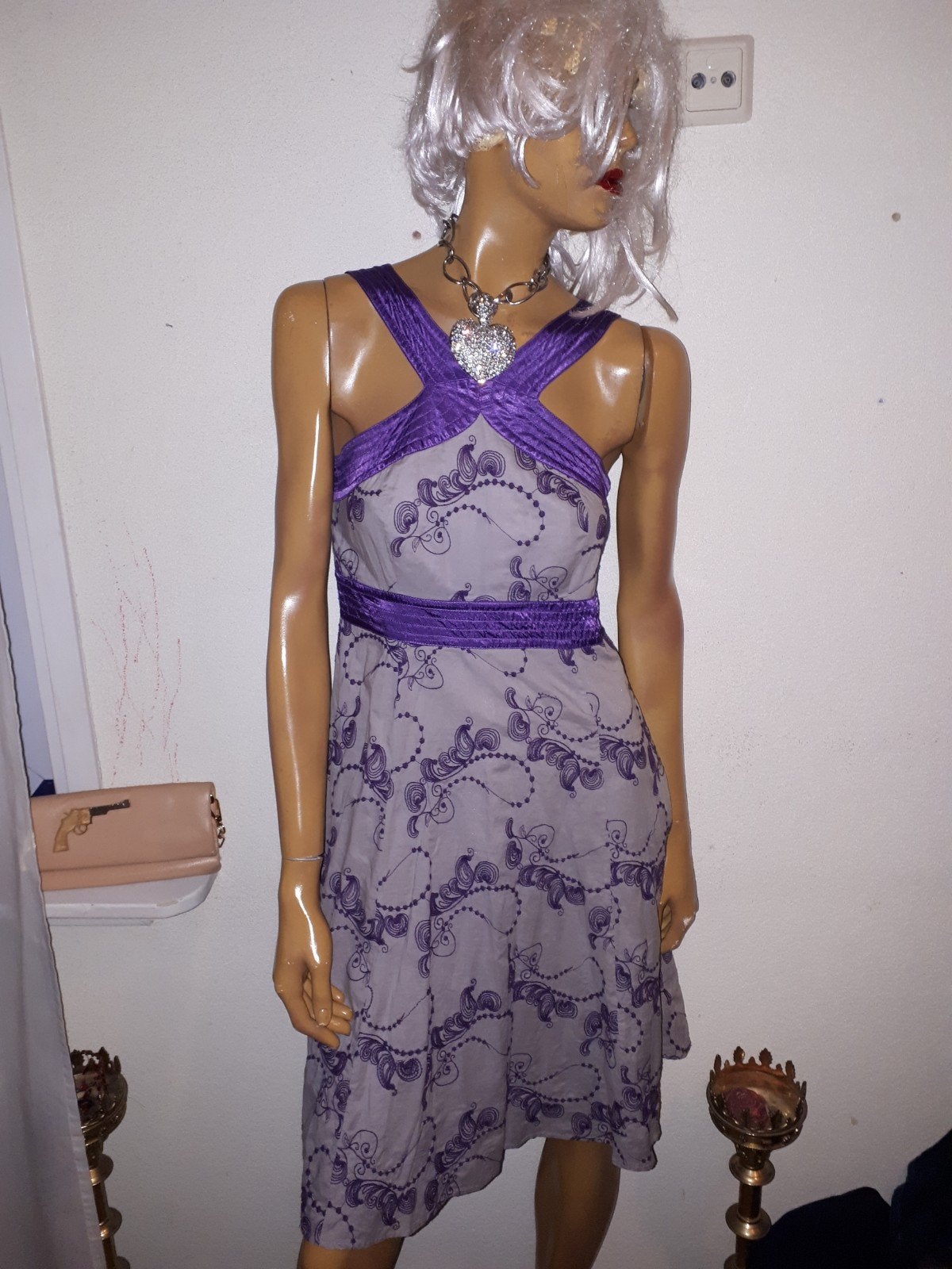 Zomerse paarse jurk met patroon styles by steps, maat 38, Maat 38/40 (M), Styles by steps, Paars, Ophalen of Verzenden