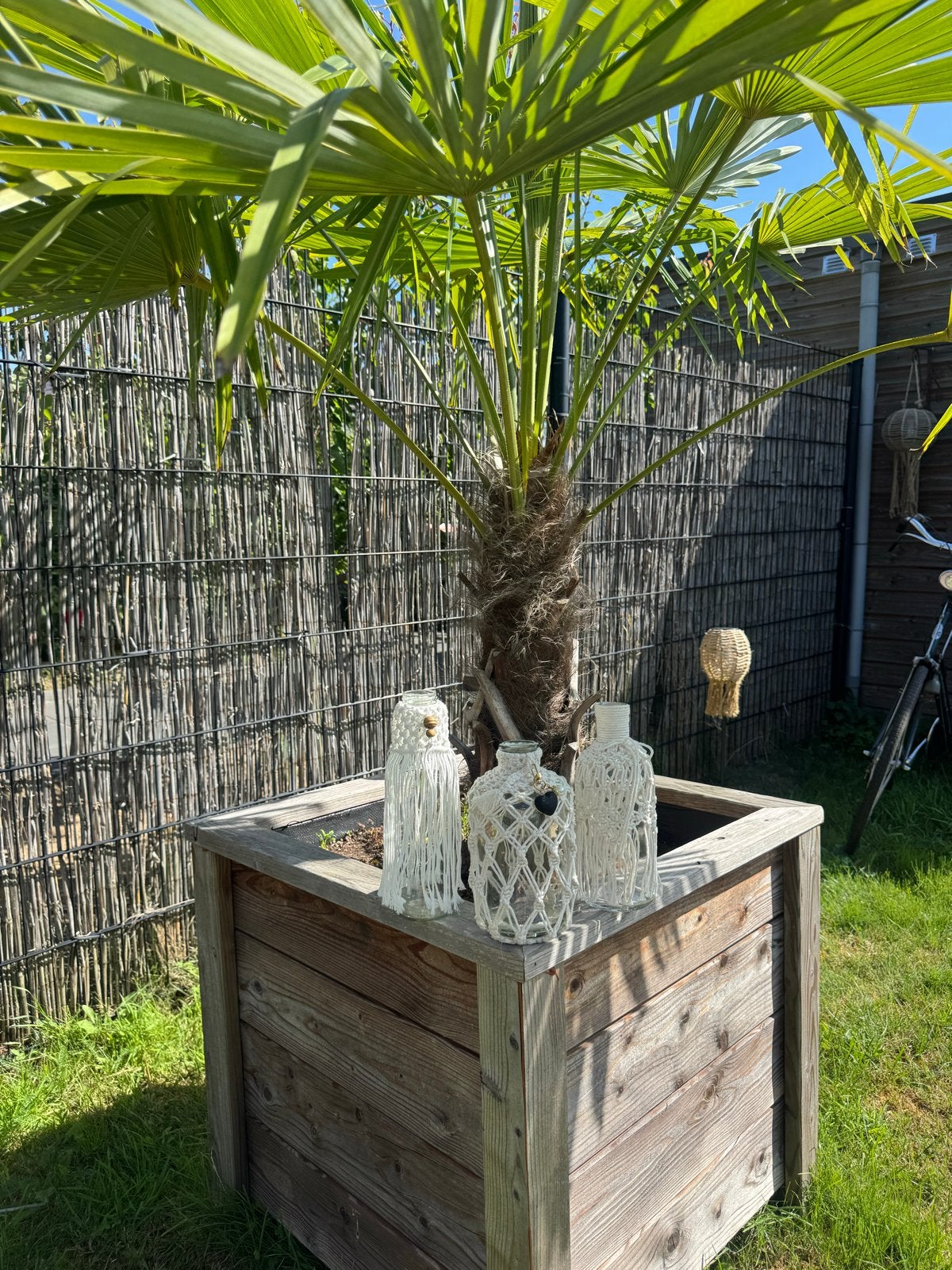 Set van 3 Macramé Vazen - Handgemaakt en Uniek, Handgemaakt, Wit, Ophalen of Verzenden, Glas