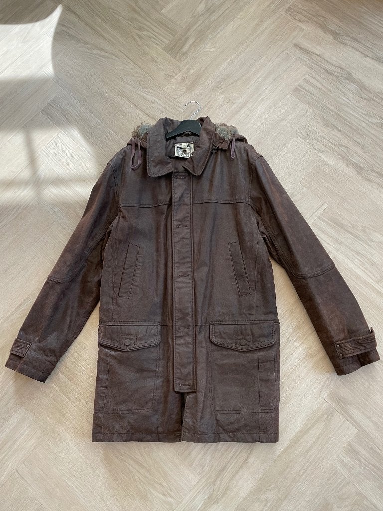 Arma Jeans suede trenchcoat met capuchon, Bruin, Maat 48/50 (M), Zo goed als nieuw, Arma