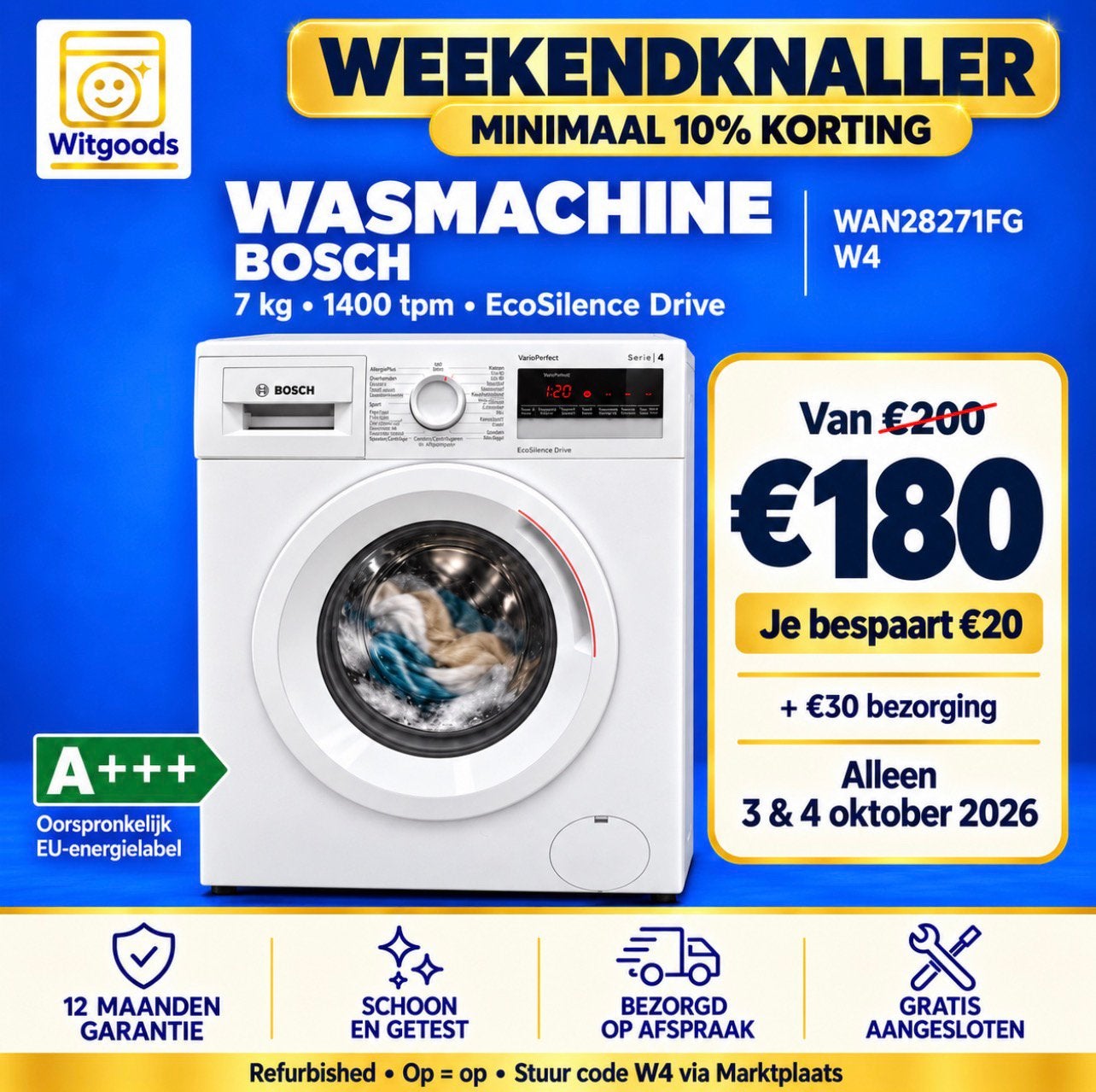 ✅STIL & ZUINIG! BOSCH 7kg Wasmachine A+++ | ECOSILENCE