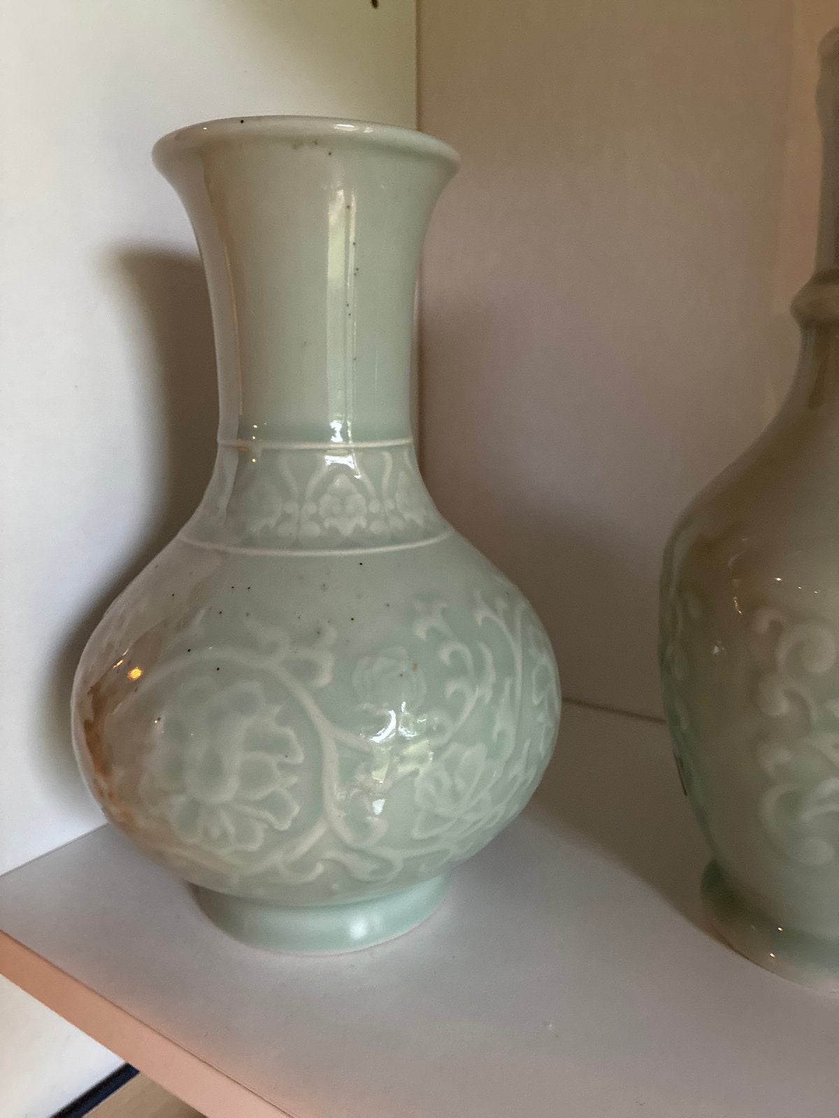 Set van 2 Celadon Vazen - 20-22cm, Antiek en Kunst, Ophalen