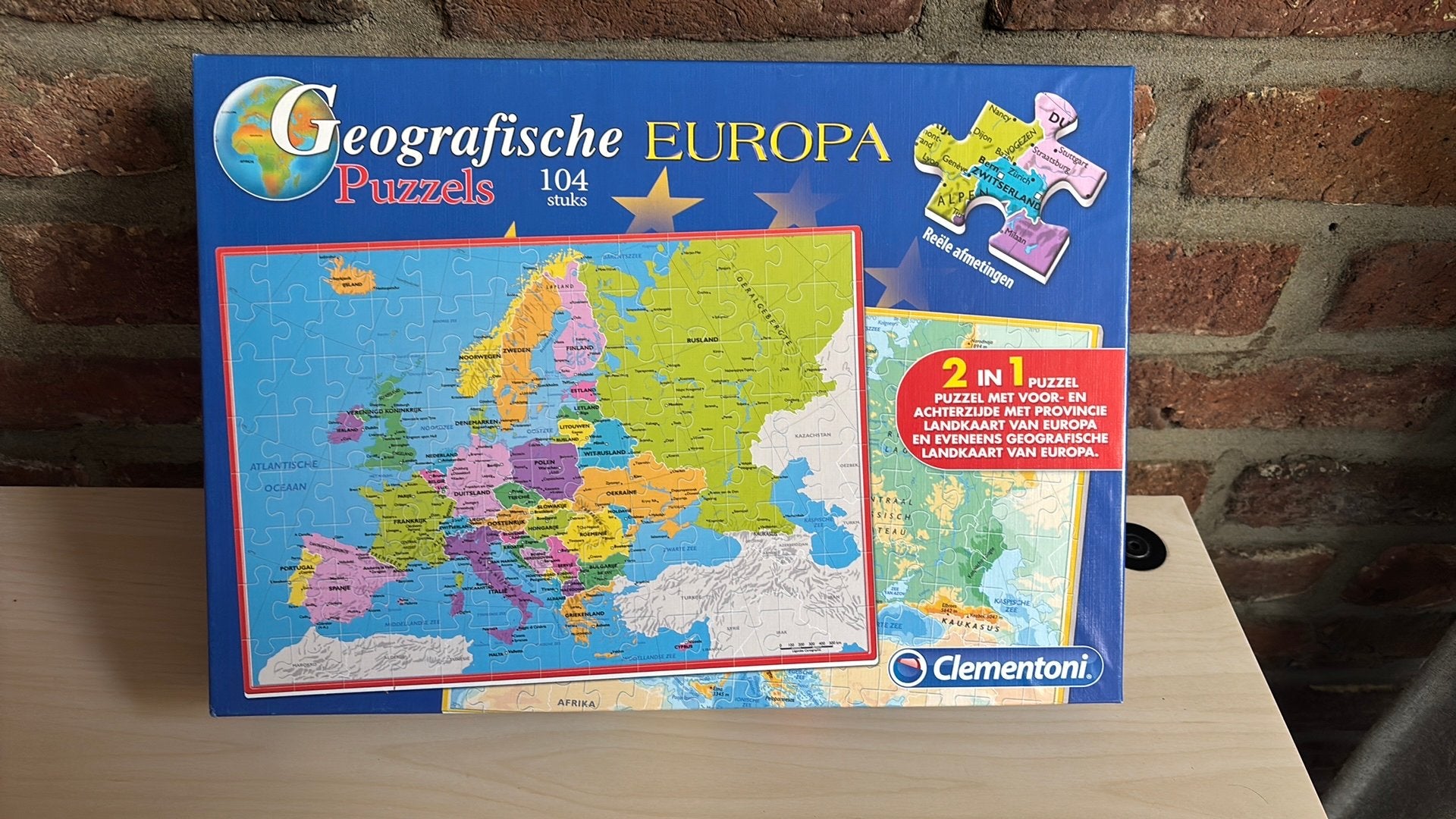 Clementoni Geografische Europa Puzzel 104 stukjes, Ophalen of Verzenden, Meer dan 50 stukjes, Gebruikt, 6 jaar of ouder