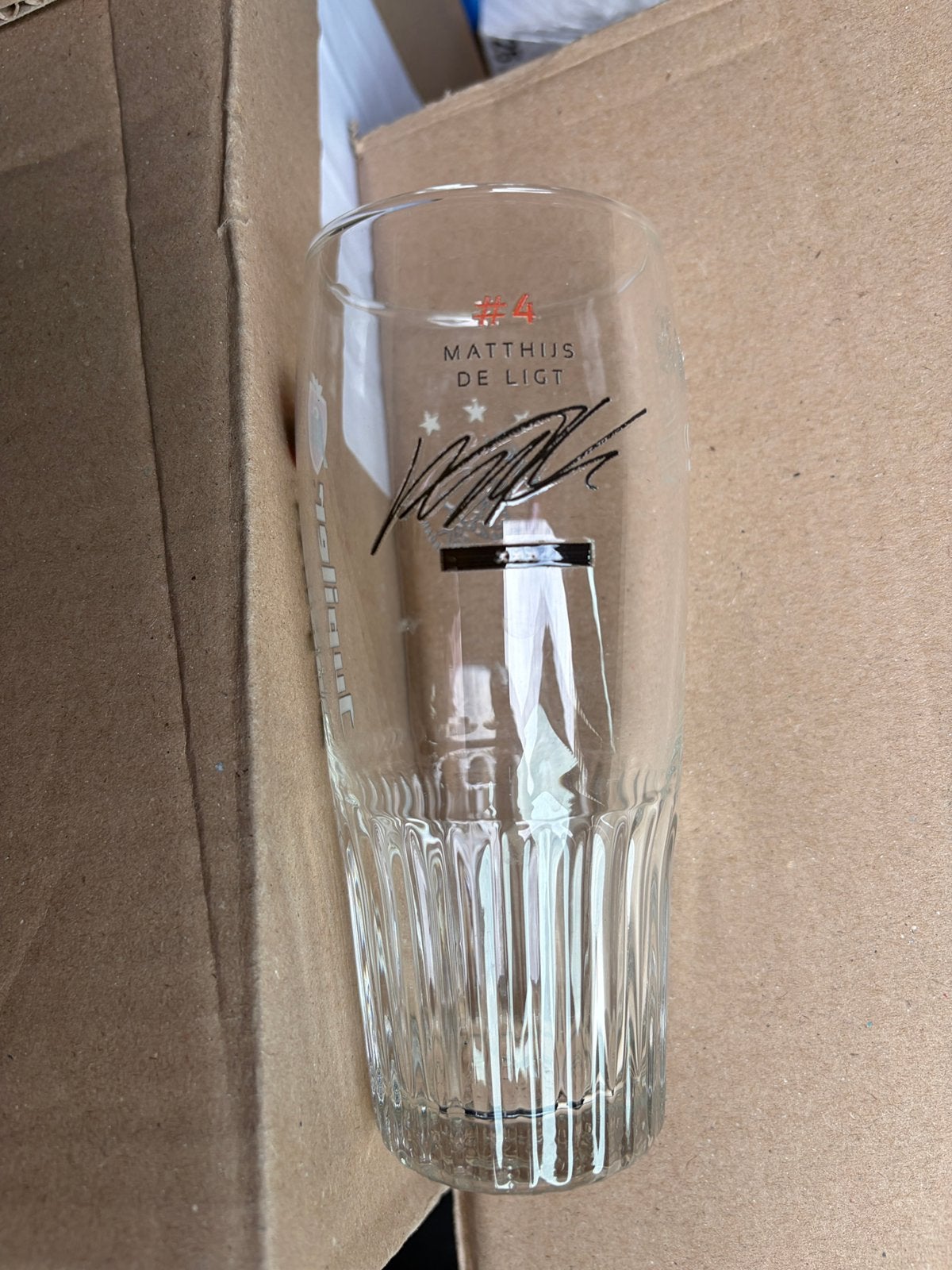 Jupiler Ajax dubbeldruk glas Matthijs de ligt #4, Verzamelen, Ophalen, Nieuw, Bierglas