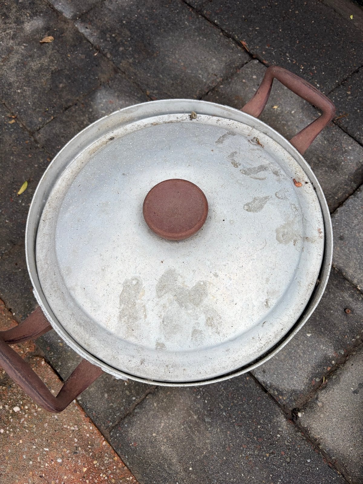 Grote vintage aluminium pan met handvatten, Ophalen of Verzenden