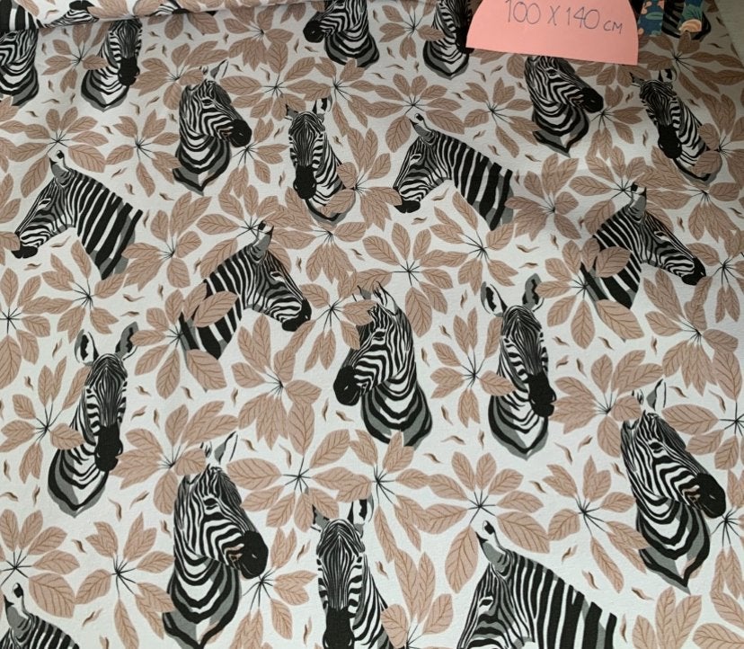 Frenchterry stof zebra’s, Hobby en Vrije tijd, Stoffen en Lappen, 120 cm of meer, Ophalen of Verzenden, Katoen, Nieuw
