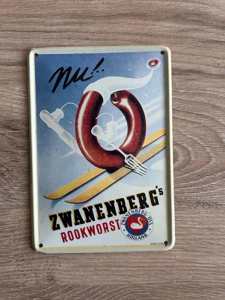 Nostalgische reklameborden van toen - Zwanenberg's Rookworst, Ophalen, Gebruikt, Reclamebord