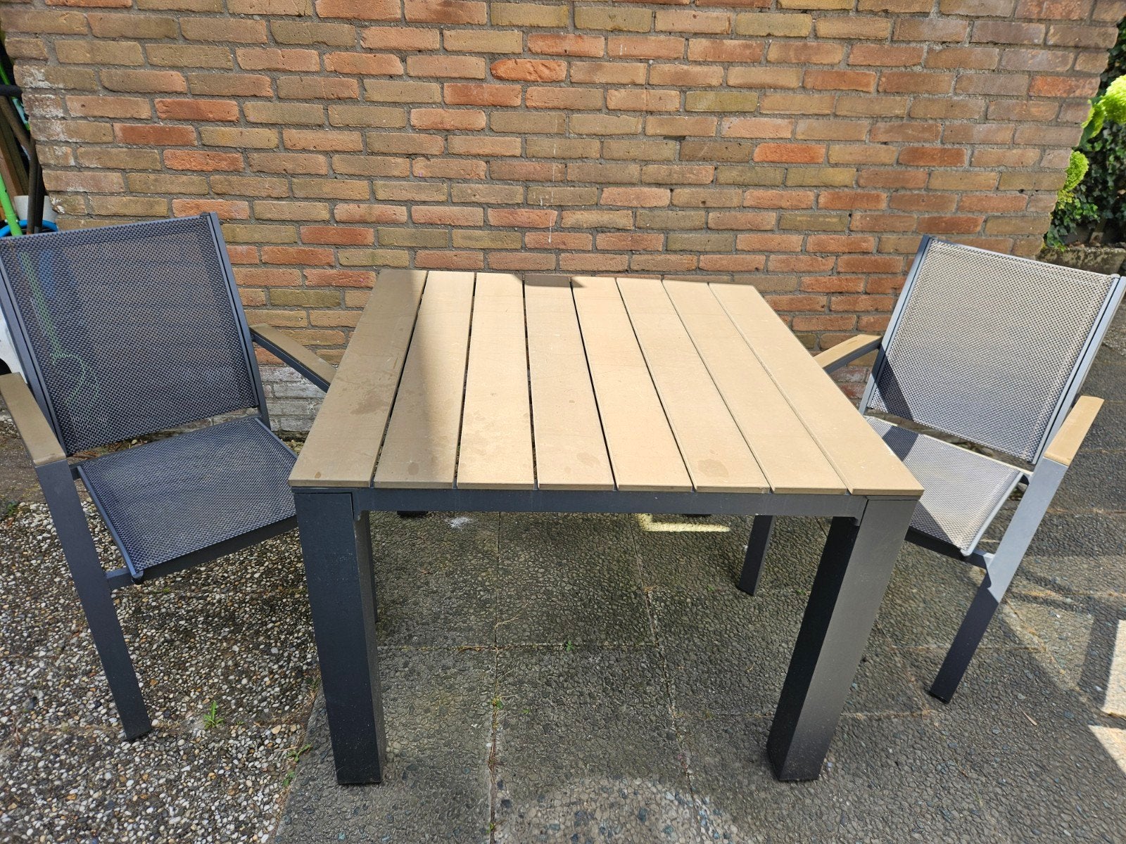 Bois le Duc tuinset met tafel (100x100cm), Tuin en Terras, Tuinsets en Loungesets, Ophalen, 4 zitplaatsen, Zo goed als nieuw, Tuinset