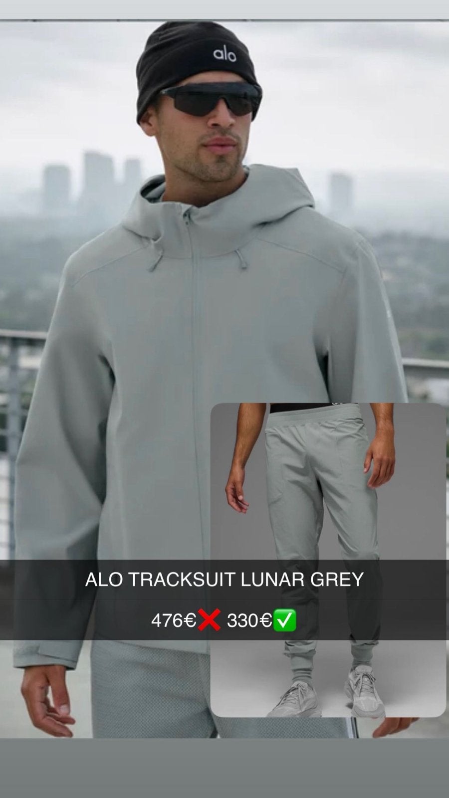 ALO Lunar Grey Trainingspak Maat XL, Fitness, Ophalen of Verzenden, Grijs, Maat 56/58 (XL)