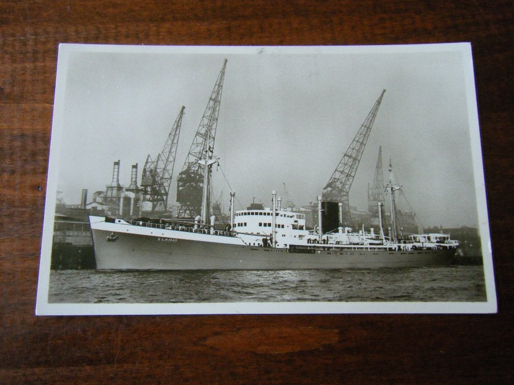 G5 - Schip - m.s. Slamat - Haven - Kranen - Mooi/Oud, Ophalen of Verzenden, Gebruikt, Kaart, Foto of Prent