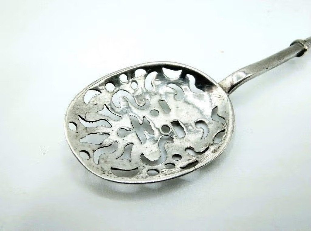 Zilveren theezeef of mote lepel, 18e eeuws, zeldzaam item!, Verzenden, Zilver