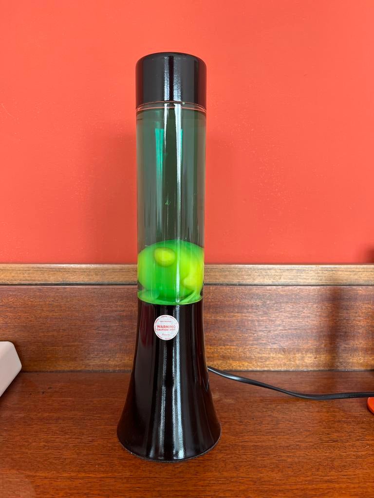 Fisura lavalamp groen met zwart armatuur, Ophalen, Gebruikt, Minder dan 50 cm