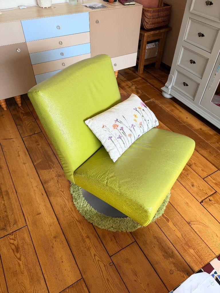 Vintage draaifauteuil – retro groene fauteuil, Huis en Inrichting, Fauteuils, Ophalen, Overige materialen, Gebruikt, Retro en comfortabel