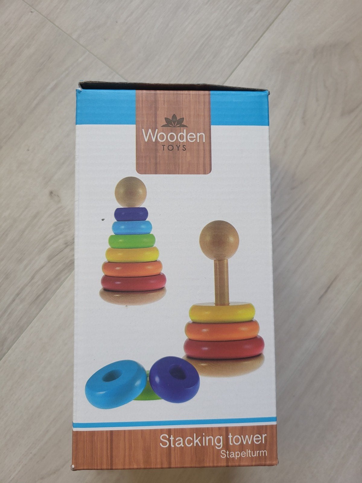 Houten stapeltoren regenboogkleuren, Ophalen of Verzenden