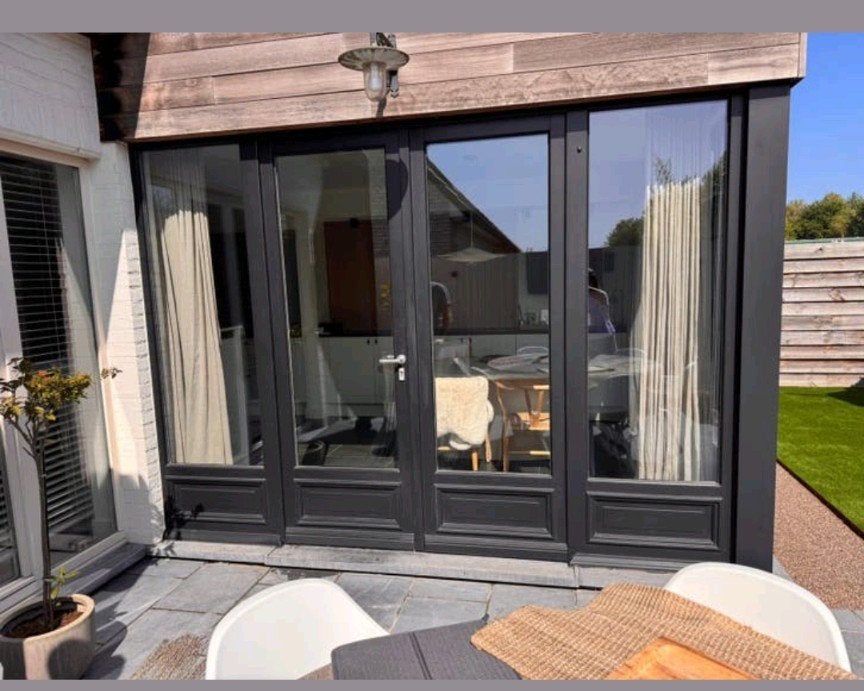 Prachtige Serre KOZIJNEN met DUBBELE DEUREN Hardhout!!!, Ophalen, Zo goed als nieuw, Inclusief glas, 225 cm of meer
