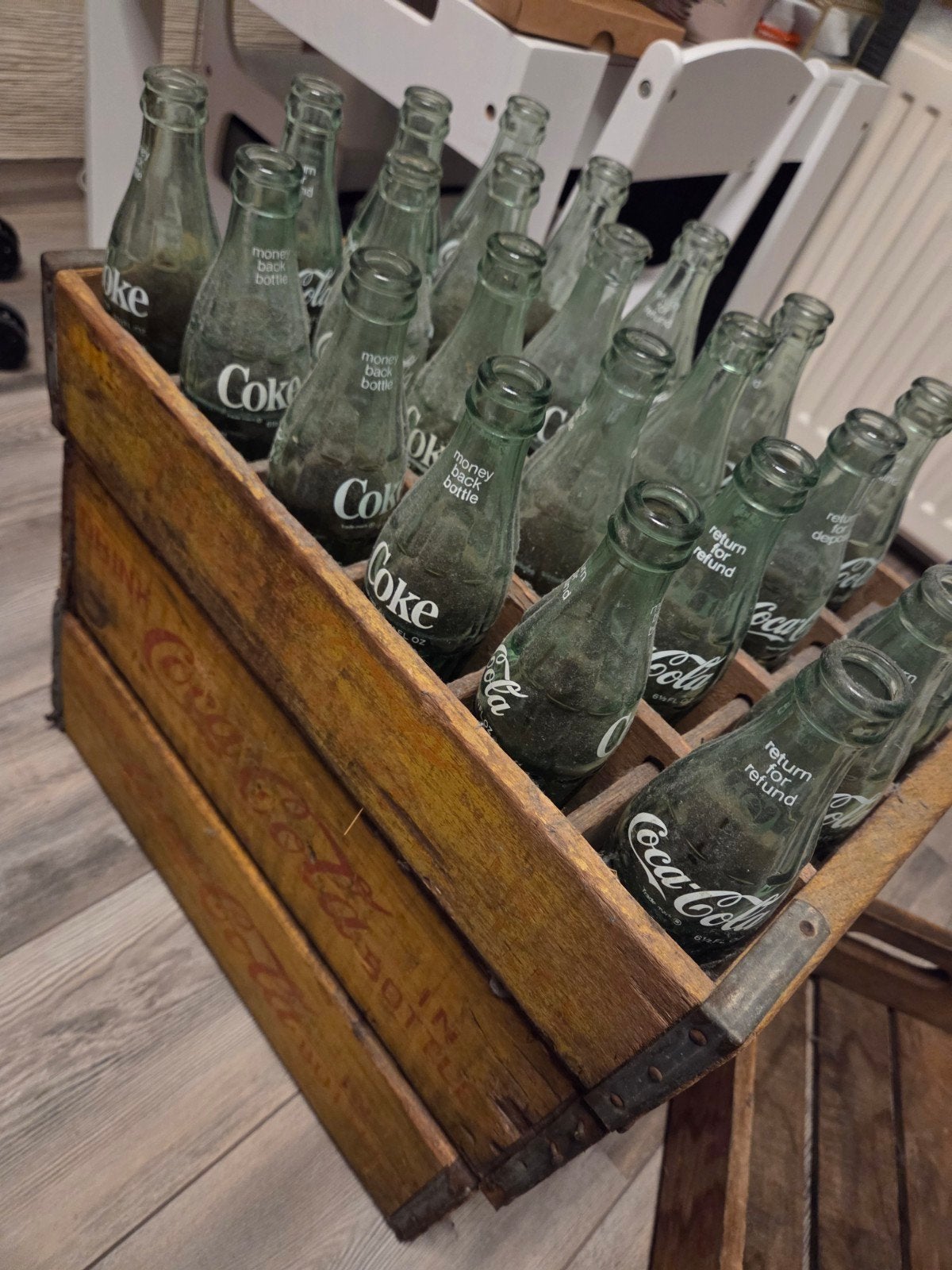 vintage coca cola kratjes 3 stuks met 24 flesjes, Ophalen, Gebruikt