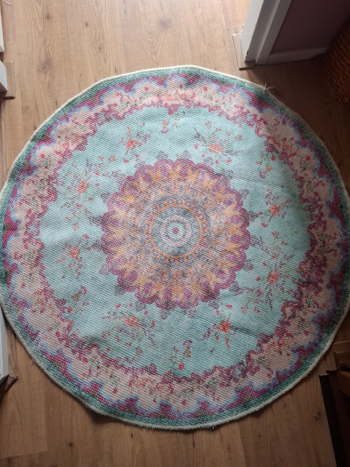 Rond vloerkleed met mandala patroon - Zo goed als nieuw, Huis en Inrichting, Ophalen, Rond, Zo goed als nieuw, Bohemian, Mandala, Oriëntaals