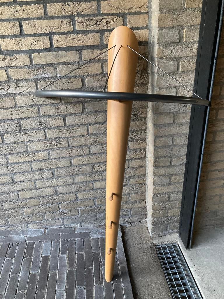 Wand kapstok incl 5 chrome hangers, 100 tot 150 cm, Zo goed als nieuw, Metaal, Ophalen