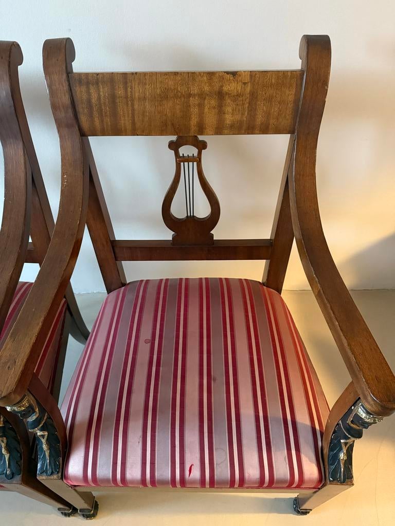 Set van 2 Empire stijl stoelen met lier en leeuwenpoten, Ophalen