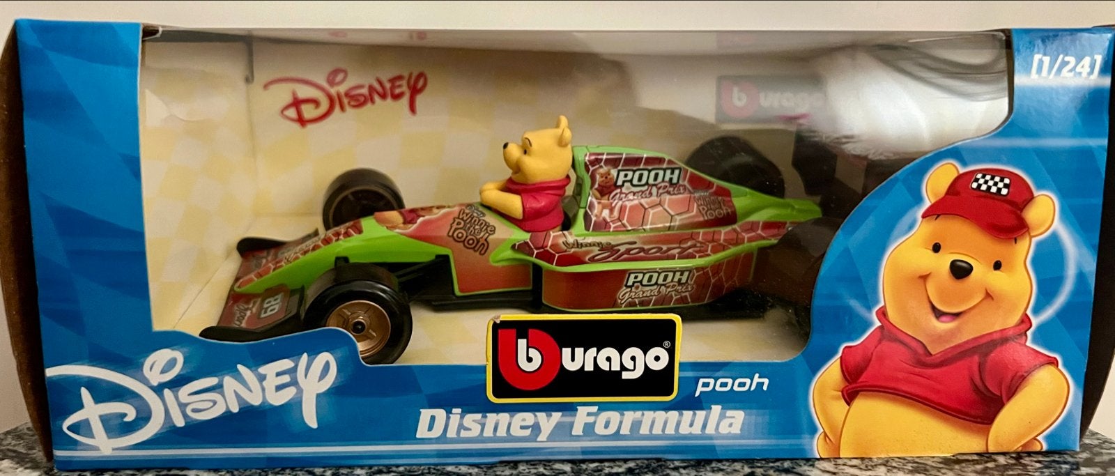Disney Winnie de Poeh Formule 1 Auto Bburago, Ophalen, Winnie de Poeh of vrienden, Zo goed als nieuw, Beeldje of Figuurtje
