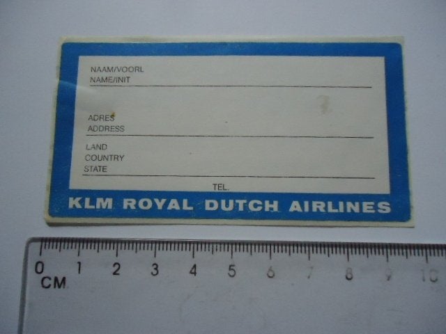 sticker oud KLM vliegtuig koffer label retro airline, Verzenden, Zo goed als nieuw, Bedrijf of Vereniging