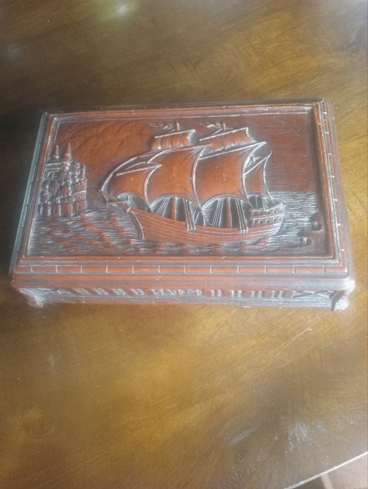 antieke houten sigarenkist....Syroco Wood..made USA, Ophalen of Verzenden
